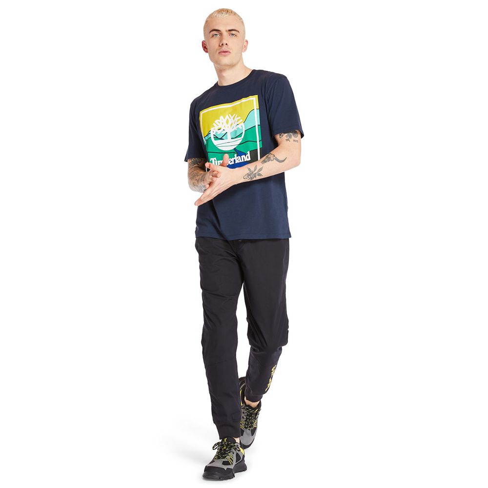 Camisetas Timberland Hombre Kennebec River Horizon Graphic Azul Marino - Chile LMK-028453